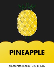 Black and yellow paper into a shaped pineapple. Vector illustration.
