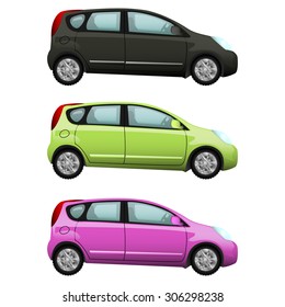 Black, yellow, pink car set