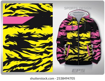 black yellow pink smoke pattern design, illustration, textile background for sports t-shirt, football jersey shirt mockup for football club. consistent front view