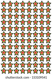 Black, Yellow and Pink Star Pattern. Vector