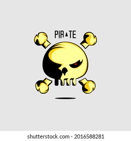 black and yellow pirate skull vector design