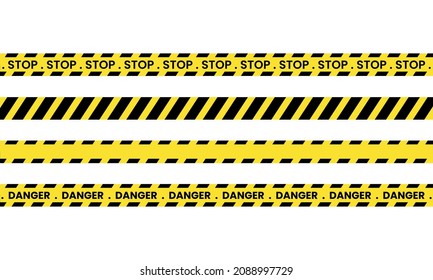 black and yellow police stripe border,Set of danger caution seamless tapes