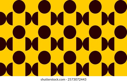 Black  yellow polka dots , half circle on black background for backdrop and wallpaper template. repeat seamless style design for fabric printing, square block