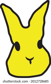 ilustración facial de conejo negro y amarillo. logotipo de conejo