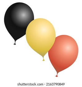 Black yellow and red balloons on white background