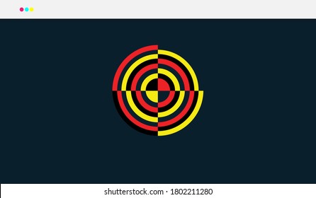 Black yellow red blue arrow target for business logo business card poster background