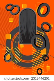Black and yellow retro shapes template. Vintage minimal geometrical graphic theme. Abstract geometric elements for poster, banner, cover.