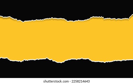 Black And Yellow Ripped paper With Gradient Mesh, Vector Illustration