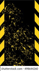 Black and yellow road sign rectangular background. Diagonal stripes. Texture grunge Warning image background Dangerous pattern Grunge construction sign for your text