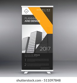 black and yellow roll up banner template for your brand