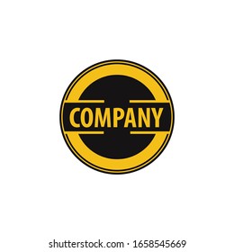 black and yellow round emblem vector.