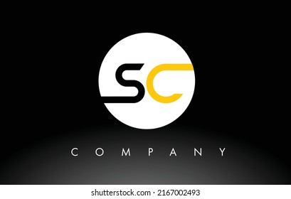 Black and Yellow SC Logo.  Letter Design Vector with Red and Black Colors.