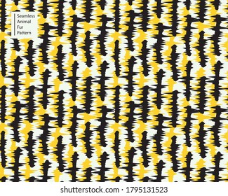 Black and yellow seamless animal fur design with customizable colored background. Endless hand drawn vector illustration for fashion designing, background and other printing purpose.