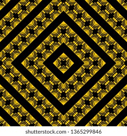 black yellow Seamless background with modern abstract geometrical ornament art deco