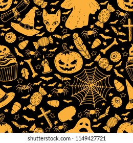 black and yellow seamless halloween pattern