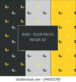 black and yellow seamless pattern set