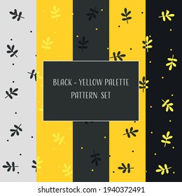 patrón de planta sin soldadura negro y amarillo