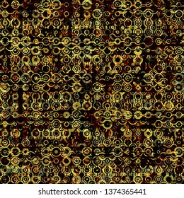 Black and yellow seamless texture. Chain mail effect. Shiny elements. Abstract vector background for web page, banners backdrop, fabric, home decor, wrapping