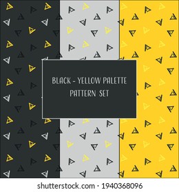black and yellow seamless triangle pattern set