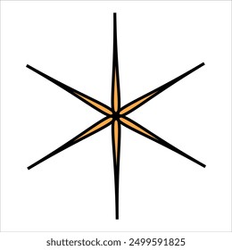 A black and yellow sixpointed star on a white background