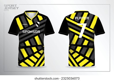 black and yellow sport jersey for football and soccer shirt template