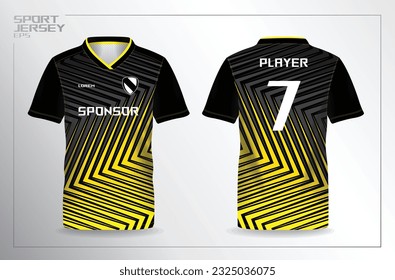 black and yellow sport jersey for football and soccer shirt template