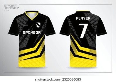 black and yellow sport jersey for football and soccer shirt template