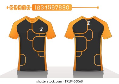Black and yellow sport shirt template set ,T-shirt sport design ,Vector Soccer jersey mock up, football uniform sport shirt front and back model.
