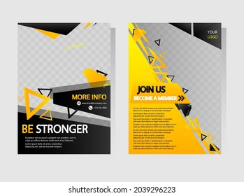 Black Yellow sport social media banner templates with unique style. Business brochure collection. Leaflet, A4 size flyer, book cover, presentation, card  template set for marketing.