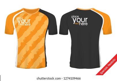 Black and Yellow sport wear protection equipment vector illustration.layout football sport t-shirt design. Template front, back view. Soccer kit national team shirt mock up and number for edit. 