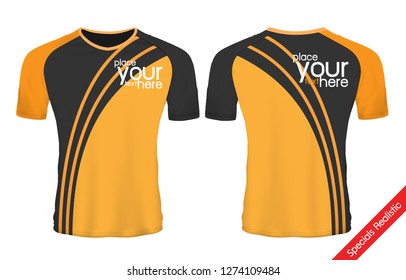 Black and Yellow sport wear protection equipment vector illustration.layout football sport t-shirt design. Template front, back view. Soccer kit national team shirt mock up and number for edit. 