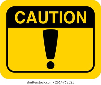 Black and Yellow Square Caution Symbol with Text