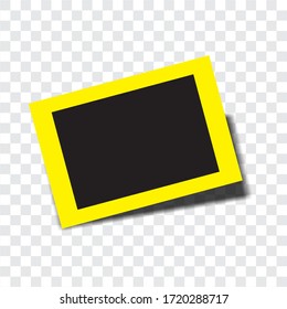 black and yellow square photo frame template with shadows isolated on transparent background. photo frame vector illustration.