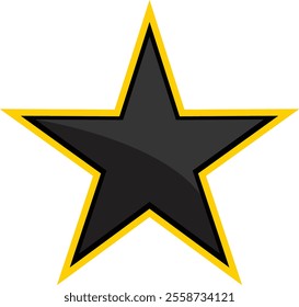 "Black and yellow star icon illustration with a bold outline, perfect for decorative elements, awards, ratings, logos, or graphical highlights in digital or print designs."