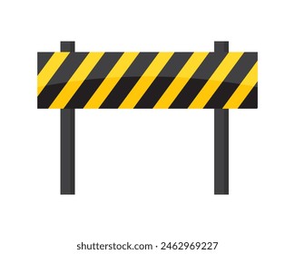 Black and yellow stripe signboard vector illustration. yellow, caution, attention, black, danger, signboard, warning, alert, security, safety. Can use for infographic, banner, poster, web design.