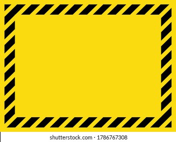 Black and yellow striped blank warning sign, rectangular frame for your message or image. EPS8 vector, variant No. 2