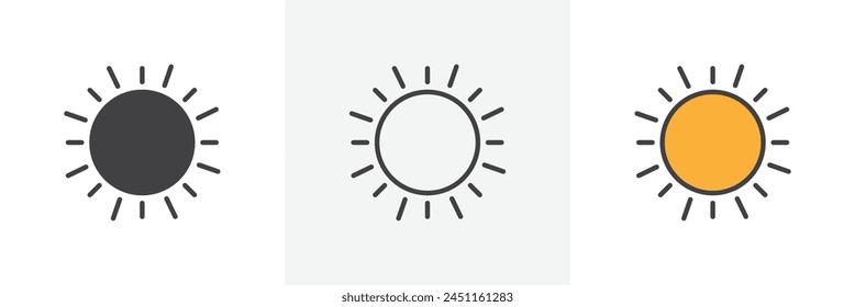 Black and yellow sun vector icon set
