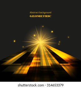 Black and yellow sunrise geometric pattern.Abstract mosaic background