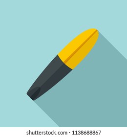 Black yellow surfboard icon. Flat illustration of black yellow surfboard vector icon for web design