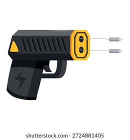 Black and yellow taser emitting an electrical charge, ensuring personal safety
