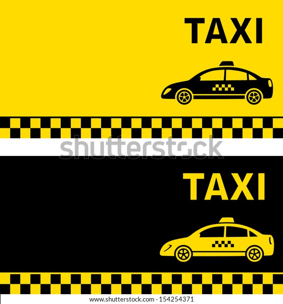 black and\
yellow taxi business card with taxi\
image