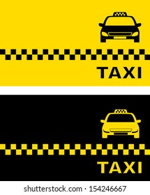 black and yellow taxi card and taxi car image