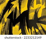 Black and yellow textured vector grungy background isolated. Wallpaper for social media post, poster, banner, greeting card, and other purposes.