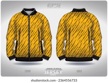 black and yellow tiger pattern design, illustration, textile background for sports t-shirt, football jersey shirt mockup for football club. consistent front view