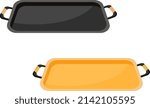 Black and yellow tray, illustration, vector on a white background.