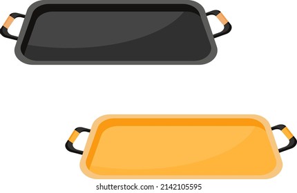 Black and yellow tray, illustration, vector on a white background.
