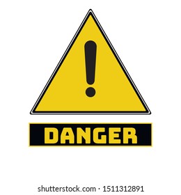Black and yellow Triangle Hazard warning and attention danger road sign. With symbol . Isolated on white background. Caution or accident prevention, beware notification, vector illustration