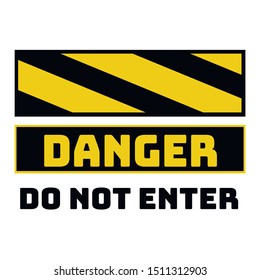 Black and yellow Triangle Hazard warning and attention do not enter road sign. With symbol . Isolated on white background. Caution or accident prevention, beware notification, vector illustration