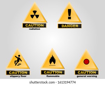 Black and yellow Triangle Hazard warning and attention road sign. Volume symbol . Isolated on white background. Caution or accident prevention, beware notification, vector illustration
