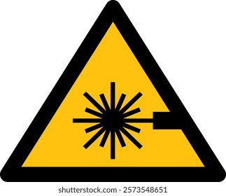 Black and yellow triangle shaped laser beam warning sign. Illustration made January 19th, 2025, Zurich, Switzerland.